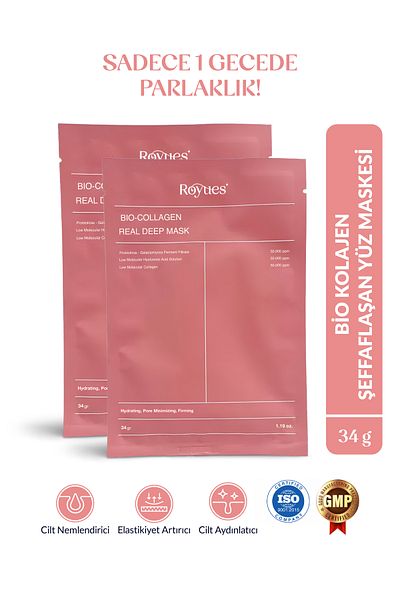 Royues Collagen Facial Mask Transparent Collagen Facial Mask Anti-Aging Brightness Moisturizing (2 Pieces)