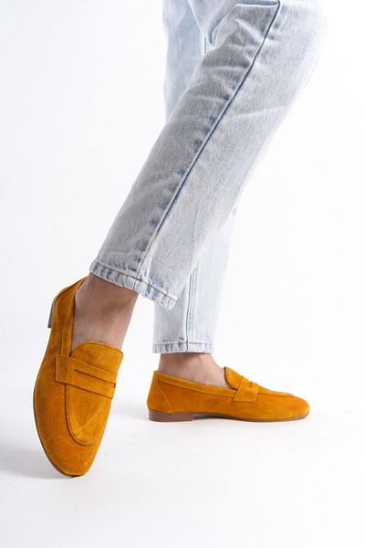 Mubiano Collection Mubiano Genuine Leather Collection Γυναικείο Suede Loafer & Ballet Mustard -MCMNG2103-HRD