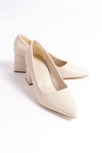 Mubiano Mbzfr600-Bj Women's Block Heels 6 cm Pointed Toe Beige Stiletto & Heels Shoes