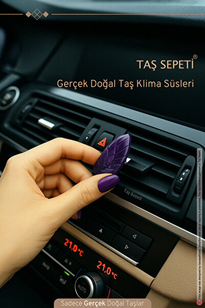 TAŞ SEPETİ ملحقات طوربيد الجناح الأرجواني - ديكورات سيارة مكيفة من حجر الجمشت الطبيعي الحقيقي