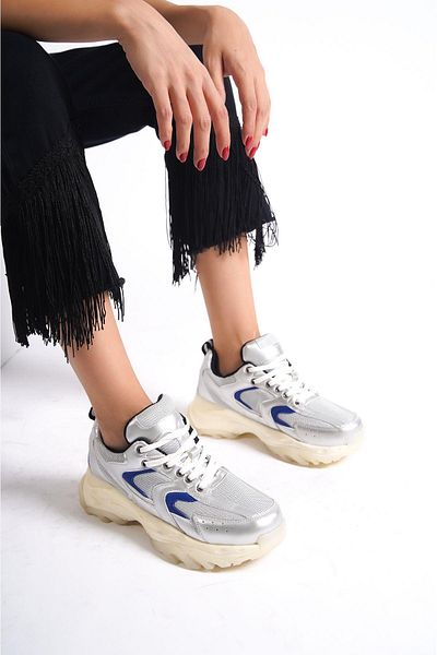 Mubiano 266-Gmsm Silver/Blue Women's Sports Shoes & Sneakers