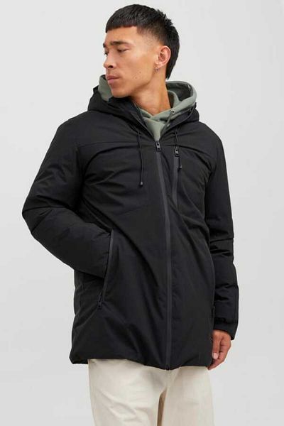 Jack & Jones Jack și Jones 12256884   JJPAYNE - Palton Parka lung negru pentru bărbați