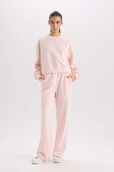 DeFacto Pantaloni de sport cu croiala dreaptă Lungime standard Basic Solid Buzunar Talie elastică Pantaloni largi largi E4739AX24CW