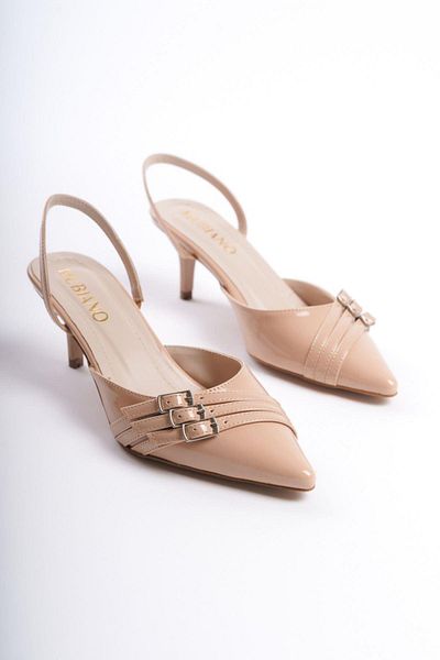 Mubiano MBHRN720-N Pantofi cu toc stiletto și pantofi cu toc pentru femei, cu spatele deschis, din piele lacuită