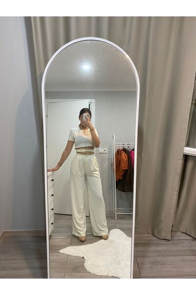 Bağlamalı Crop Üstlü Pantolonlu Takım
