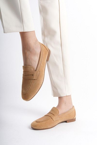 Mubiano Collection Mubiano Genuine Leather Collection Mocasini și balerină din piele intoarsa pentru femei Nude -MCMNG2103-N