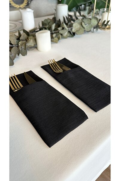 Decamor home Linen Textured Black Spoon Rest 6 Pieces 10 X 24 cm
