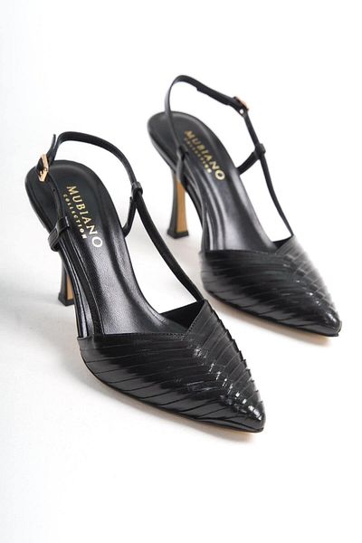Mubiano Collection Mubiano Genuine Leather Collection Women's Heeled Stiletto & Shoes Black -Mcbrg5738-S