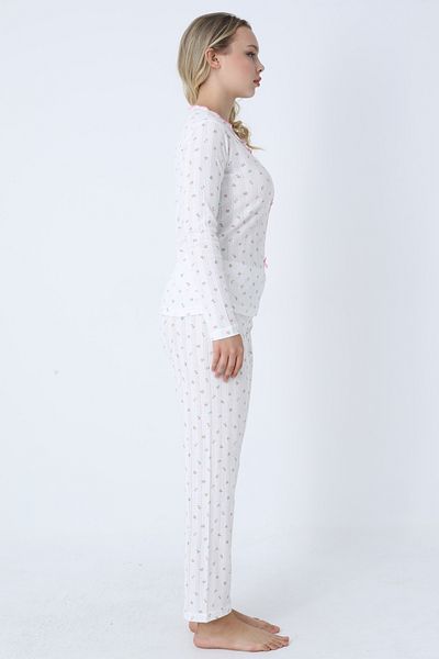 TURAY Catherine Basic Uzunkol 100% Bumbac Pijama Alb pentru Femei