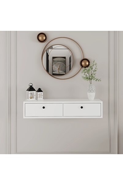 Home Luvia Mobilya 2 Kapaklı 90 Cm Beyaz Dresuar ( Siyah Düğme Kulp )