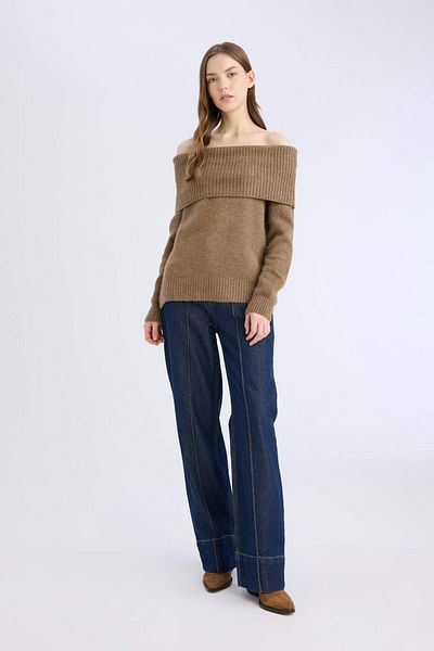 DeFacto Offener Schulterpullover mit regulärer Passform E4549AX24WN