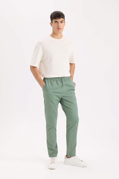 DeFacto Pantaloni de jogger din bumbac pieptănat, cu șireturi în talie, cu buzunare D5966AX25SP