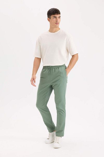 DeFacto Pantaloni de jogger din bumbac pieptănat, cu șireturi în talie, cu buzunare D5966AX25SP