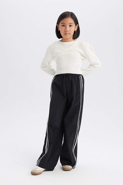 DeFacto Pantaloni pentru fete cu talie elastică cu picioare late D8485A825SP