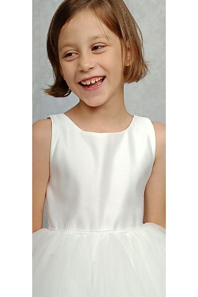 NSMLİFE Girl's Evening Dress Island, White Waist Pearl, Tutu Dress
