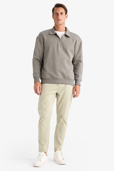 DeFacto Relaxed Fit Polo Neck Zip Sweatshirt E5333Ax24Wn