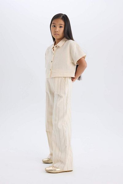 DeFacto Pantaloni din bumbac cu picioare late pentru fete D9132A825SP