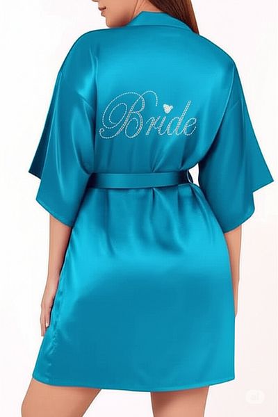 ZENCHES Bride Written Belted Mini Satin Dressing Gown - Comfortable, Dowry