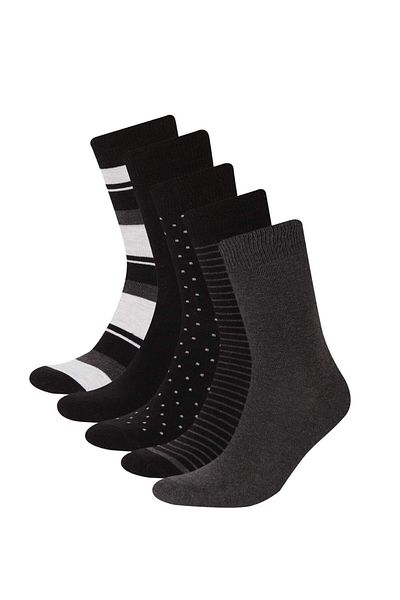 DeFacto Men's 5-Piece Cotton Long Socks D9658Axns