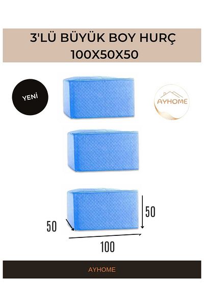 AYHOME 3 броя ватирани чанти за съхранение с голям размер 100 x 50 x 50 см, чанта за съхранение с най-голям размер, чанта за съхранение на юрган и спално бельо