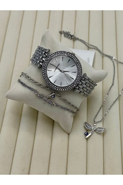 DEEPWELL ساعة يد نسائية فضية اللون هدية deepq17