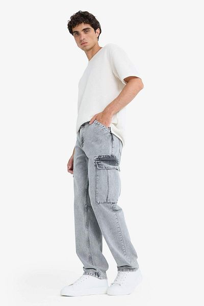 DeFacto Широки дънкови панталони Relax Fit Cargo Pocket D7263Ax25Sp