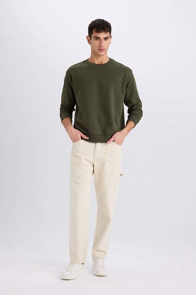 DeFacto Oversize Wide Fit Crew Neck Thick Basic Plain Sweatshirt T5139Az24Au