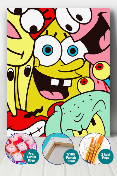 Picasso World Hobby Art Çocuk Sayılarla Boyama Numaralı Tuval Seti Fırça Boya...