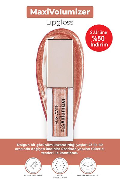 Alix Avien Maxivolumizer Lipgloss 206 - Peachy Stardust - Lasting and Moisturizing Lipstick - Plumping Effect