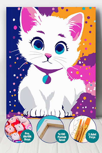 Picasso World Hobby Art Çocuk Sayılarla Boyama Numaralı Tuval Seti Fırça Boya...