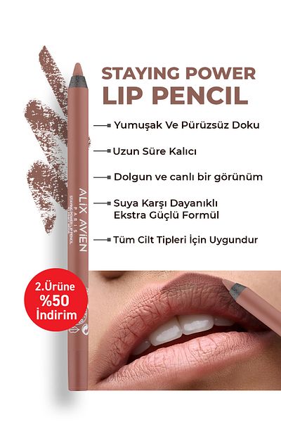 Alix Avien Waterproof Long Lasting Soft Lip Liner - Staying Power Lip Pencil 51 Pinky Beige
