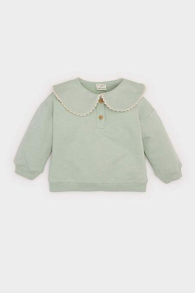 DeFacto Baby Girl Big Lapel Buttoned Sweatshirt E0195A525Sp