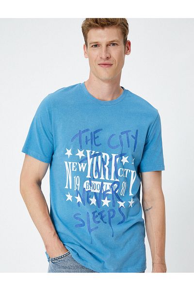 Koton Tricou din bumbac imprimat cu slogan cu gât