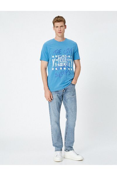 Koton Tricou din bumbac imprimat cu slogan cu gât