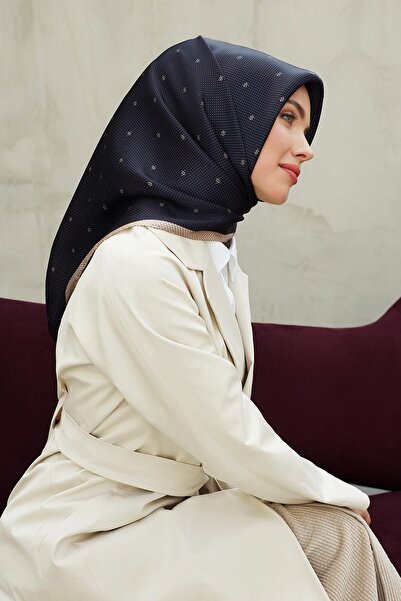 Armine Eșarfă de mătase Nostalgia - 8259-09 Bleumarin Mink Twill