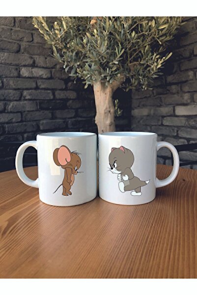 Ceylin's Hobi Hediyelik 14 Şubat Sevgililer Gününe Özel Isim Yazılabilir. Seramik Kupa Bardak Tom Jerry bardak altı hediye