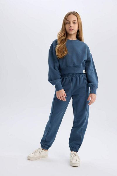 DeFacto Set de 2 bucăți pentru fete, hanorac cu decolteu, pantaloni de sport cu talie elastică E3615A824WN