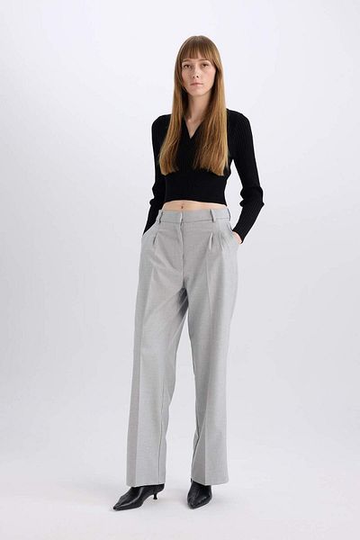 DeFacto High Waist Wide Leg Flannel Winter Pants - Collet E6127Ax24Wn