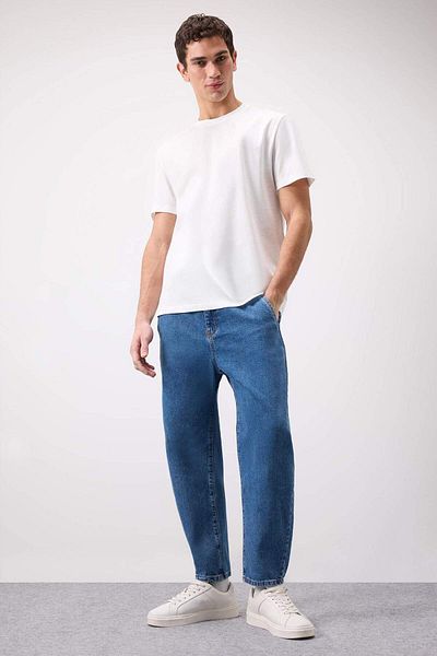 DeFacto Pantaloni lavabili de jeans cu picioare drepte, relaxate, slouchy, E5387AX25SP