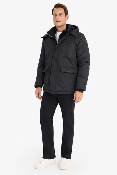 DeFacto Fleece Lined Water Repellent Hooded Coat with Zipper and Pockets E7287Ax24Wn
