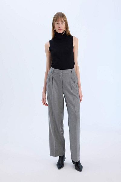 DeFacto High Waist Wide Leg Collet Flannel Trousers - E6115Ax24Wn