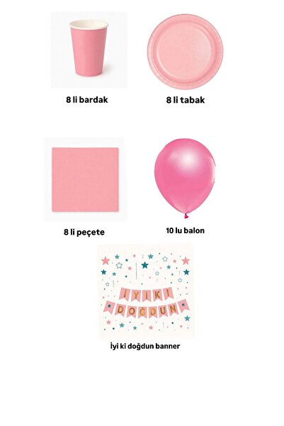 Anatolia pembe doğum günü seti