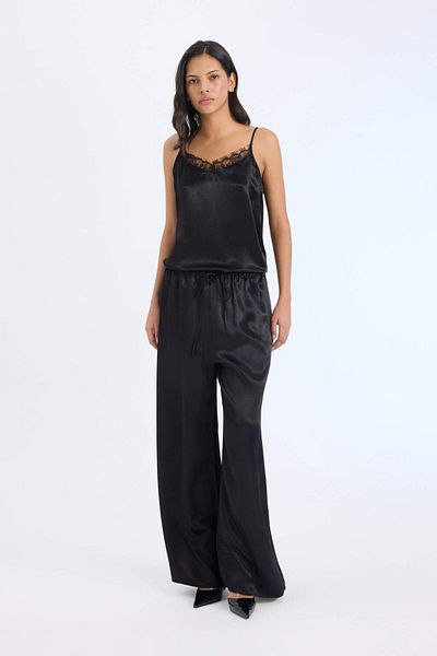 DeFacto Satin Pants Wide Leg High Waist Wide Wide Leg E3021Ax24Au