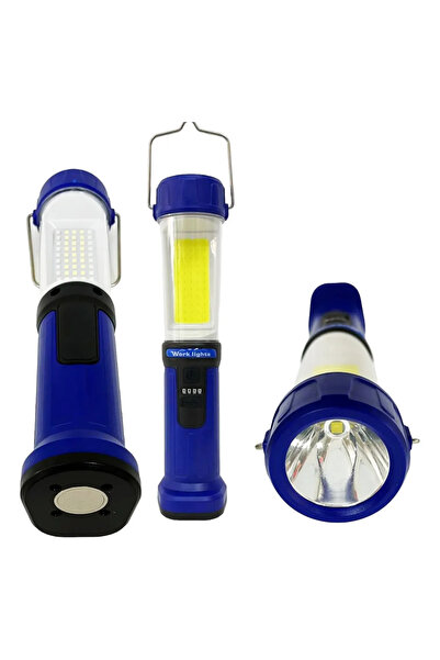 nelerbulurum ŞARJLI 5 MODLU 30 BEYAZ + 20 MAVİ-KIRMIZI SMD LED  VE YAN TARAFI...