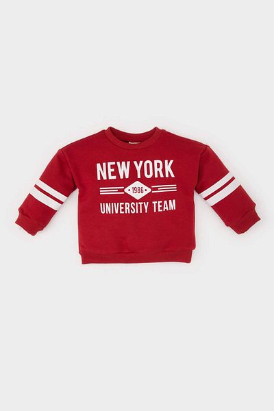 DeFacto Baby Girl Crew Neck Printed Soft Furry Inside Sweatshirt E2211A524Wn