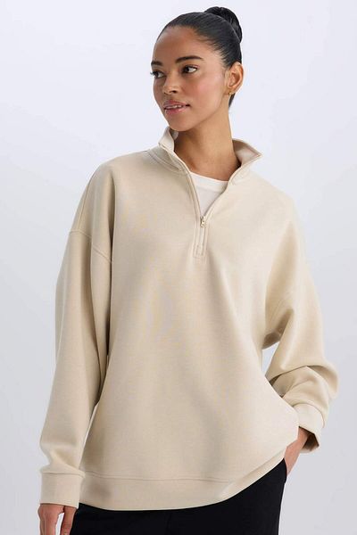DeFacto Defactofit - Stand Collar Oversize Sports Sweatshirt D3796Ax24Wn