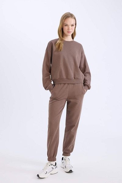 DeFacto Set de 2 pantaloni de sport cu talie elastică și hanorac gros cu gâtul rotund D8022axns