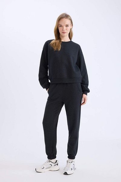 DeFacto Set de 2 pantaloni de sport cu talie elastică și hanorac gros cu gâtul rotund D8022axns