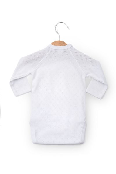 OEM Body bebelusi alb, din bumbac cu model pointelle