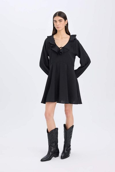 DeFacto V Neck Modal Long Sleeve Mini Dress E4213Ax24Wn